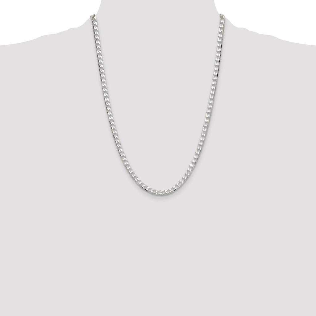 Sterling Silver 5mm Diamond-Cut Square Curb Chain