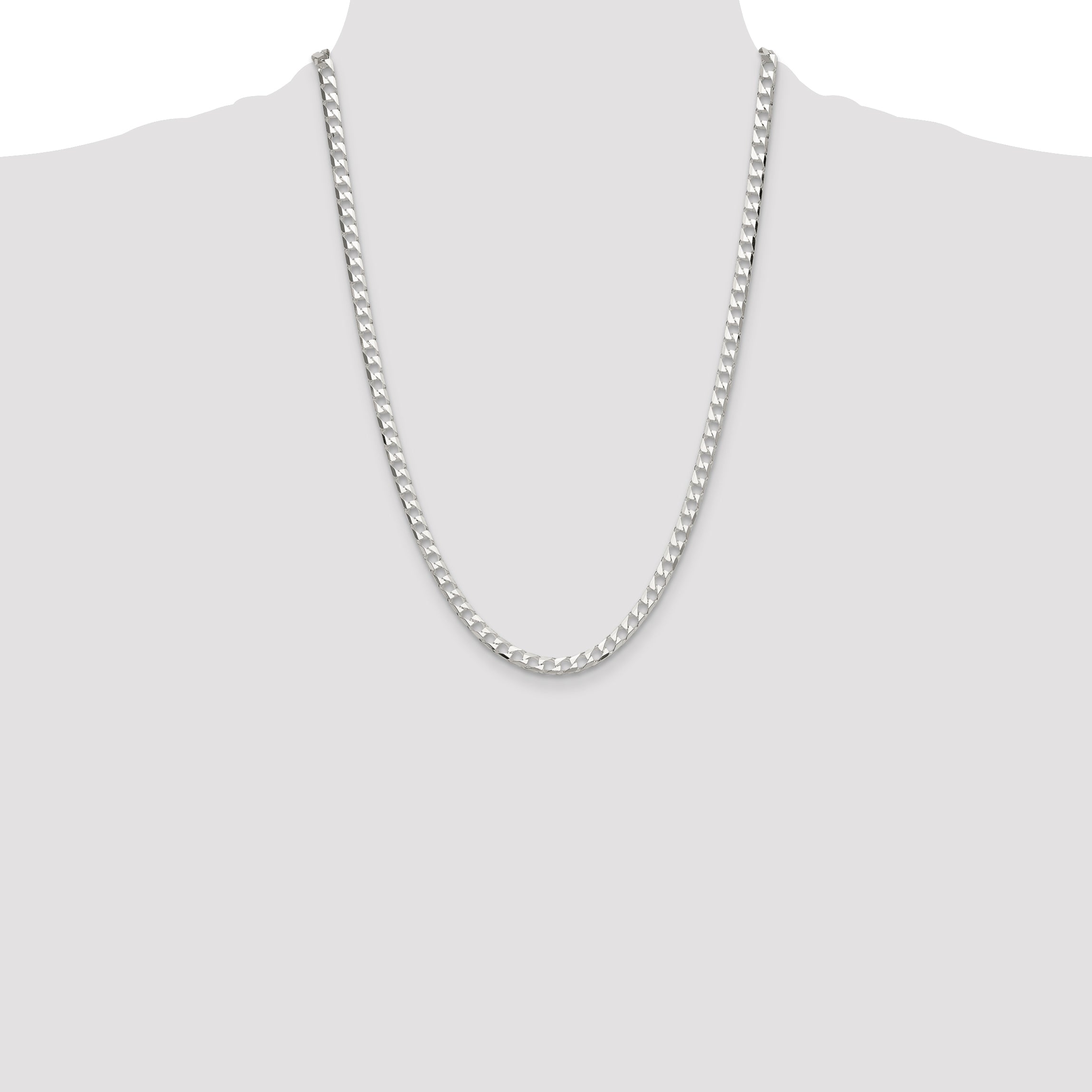 Sterling Silver 5mm Diamond-Cut Square Curb Chain