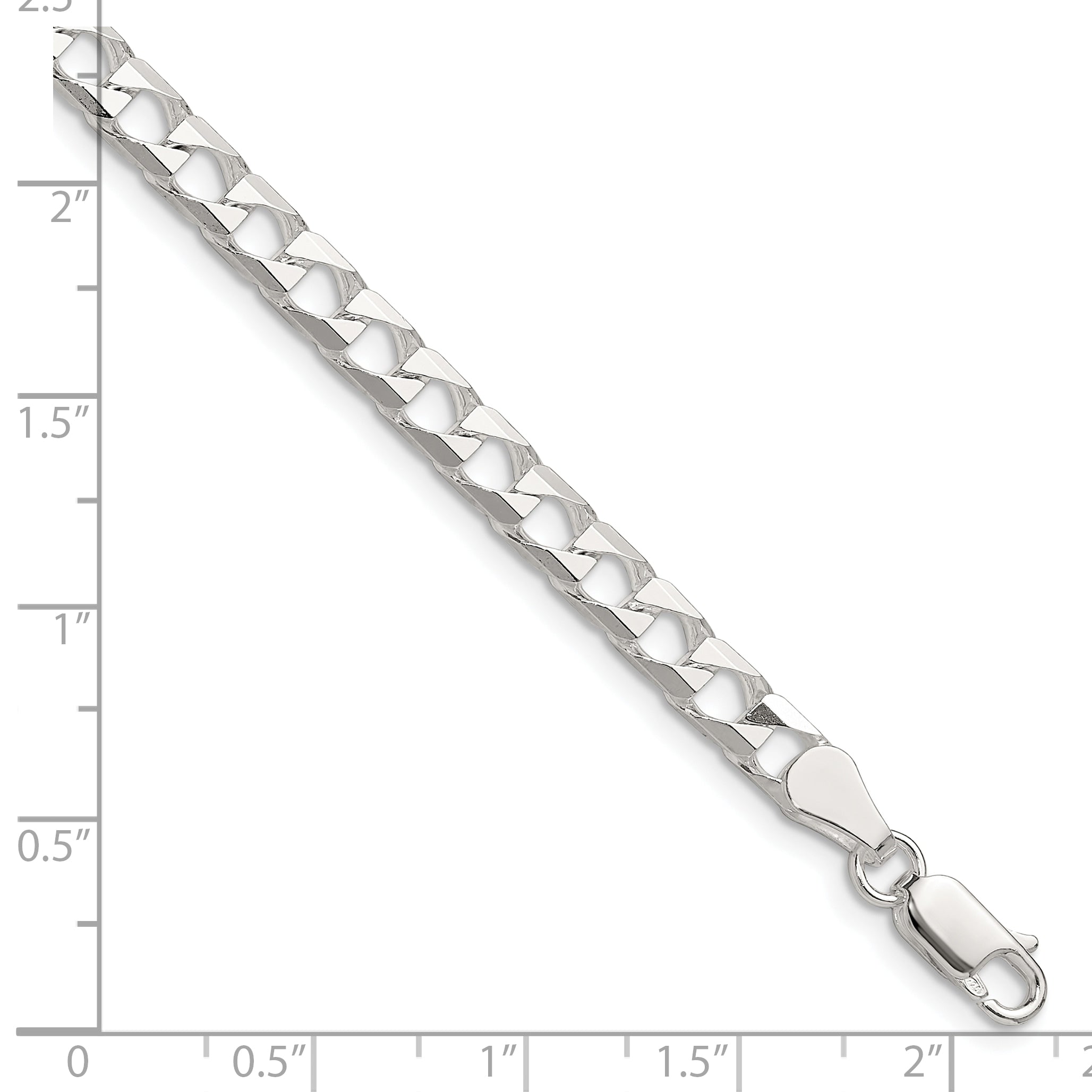 Sterling Silver Diamond-Cut Curb Chain Bracelet 5mm