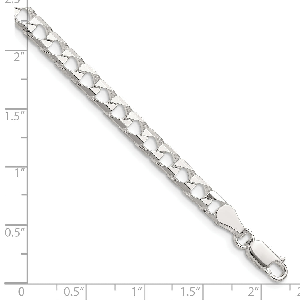 Sterling Silver 5mm Diamond-Cut Square Curb Chain