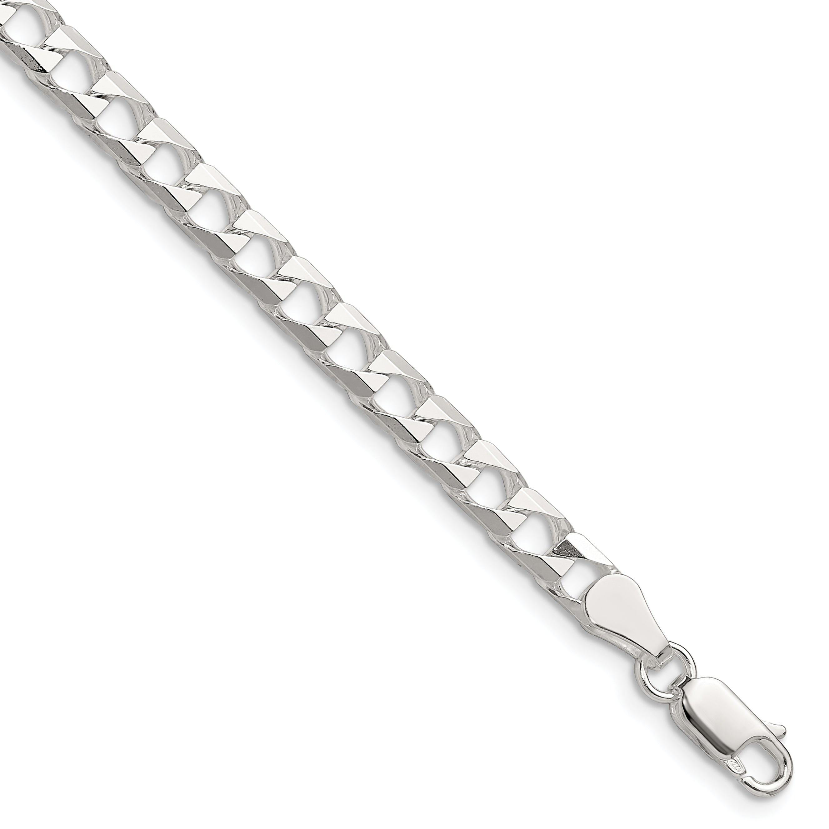 Sterling Silver Diamond-Cut Curb Chain Bracelet 5mm