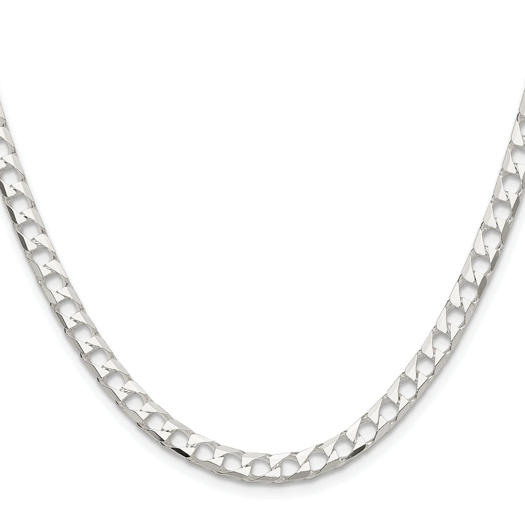 Sterling Silver Rhodium-plated 5mm D/C Square Curb Chain