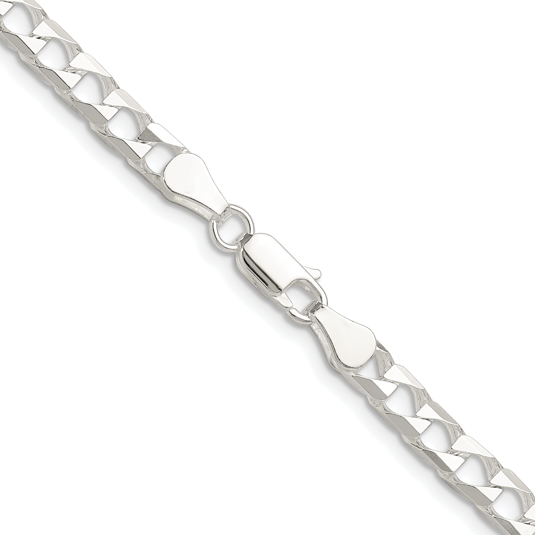 Sterling Silver Rhodium-plated 5mm D/C Square Curb Chain