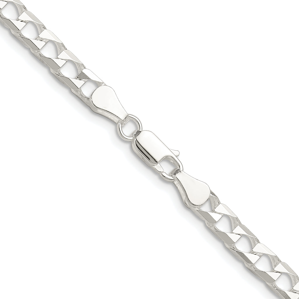 Sterling Silver Rhodium-plated 5mm D/C Square Curb Chain