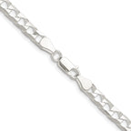 Sterling Silver Rhodium-plated 5mm D/C Square Curb Chain