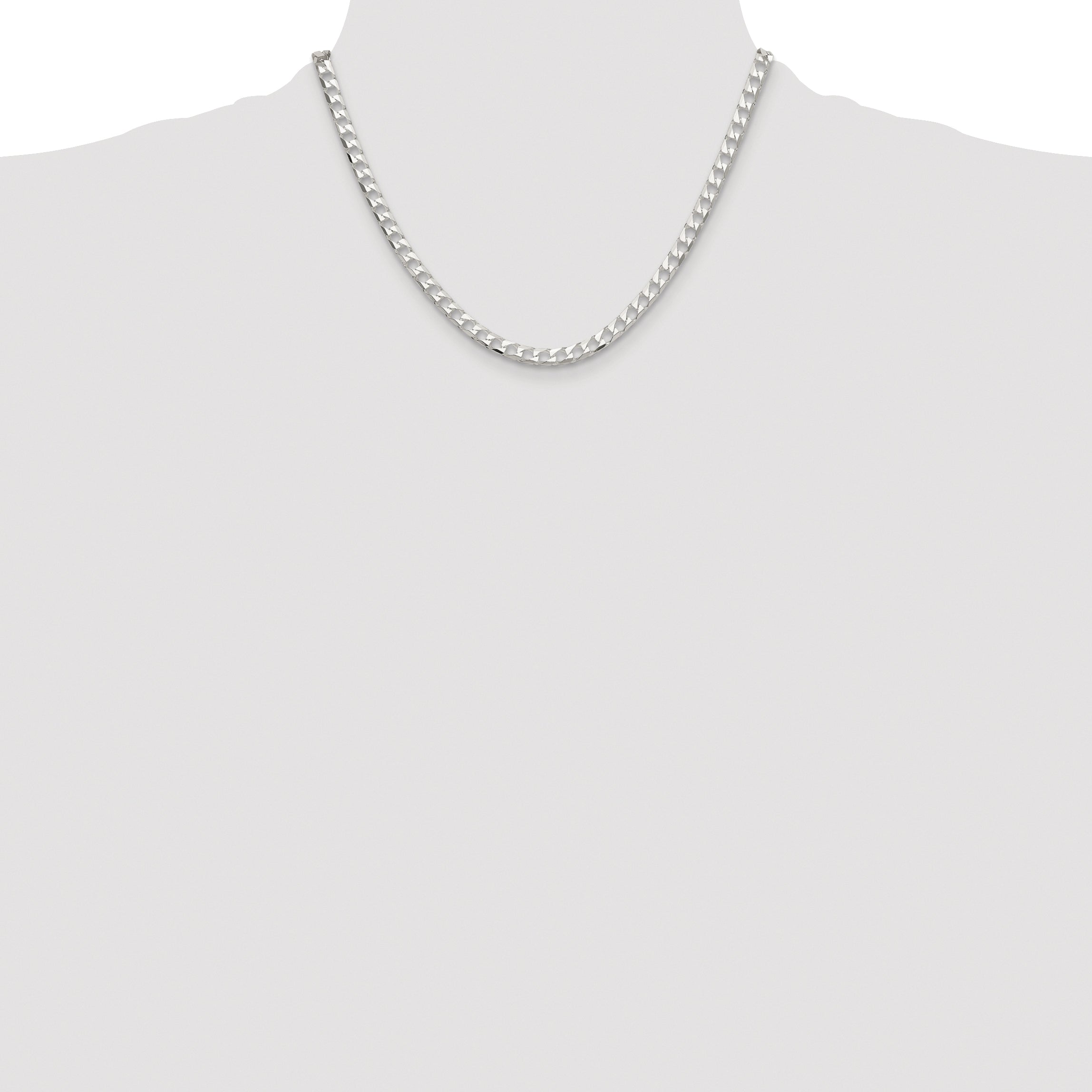 Sterling Silver Rhodium-plated 5mm D/C Square Curb Chain