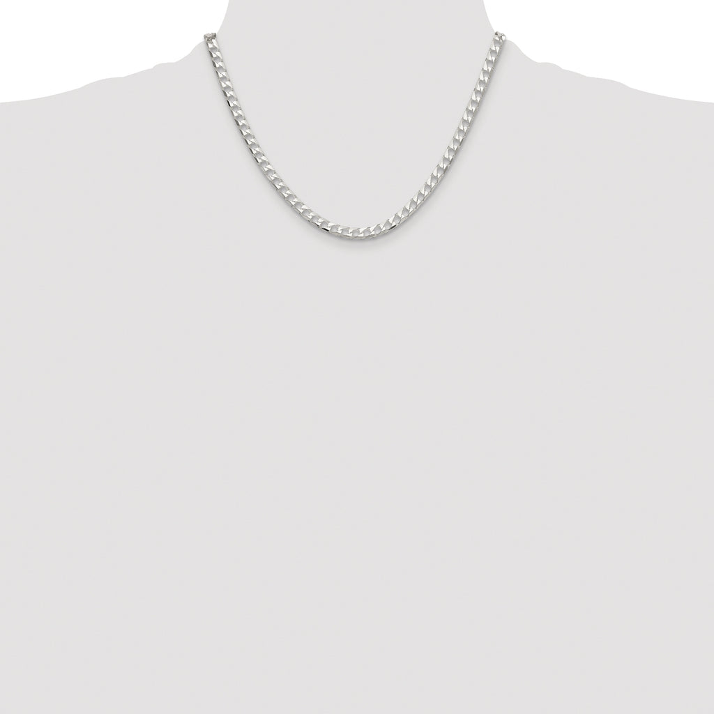 Sterling Silver Rhodium-plated 5mm D/C Square Curb Chain