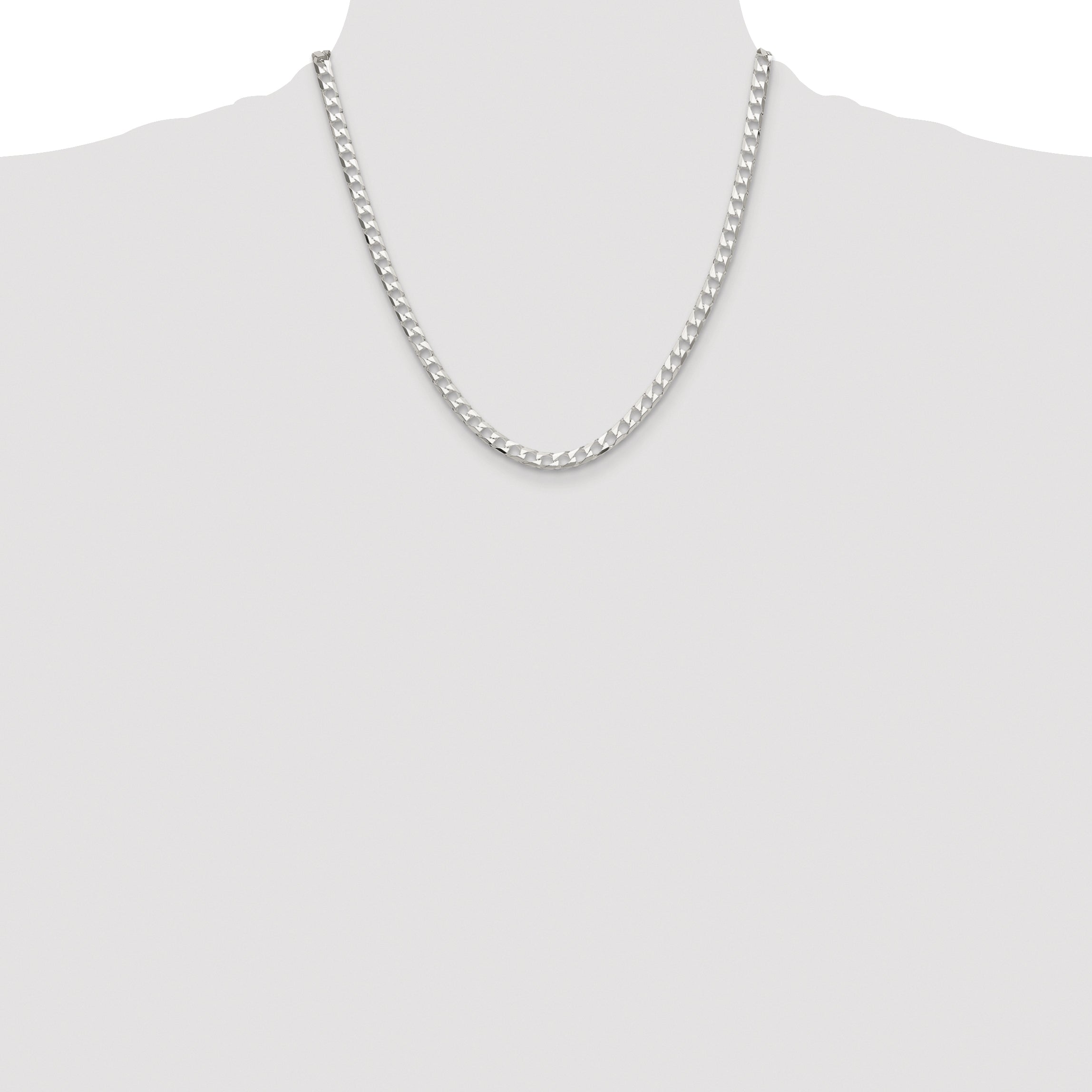 Sterling Silver Rhodium-plated 5mm D/C Square Curb Chain