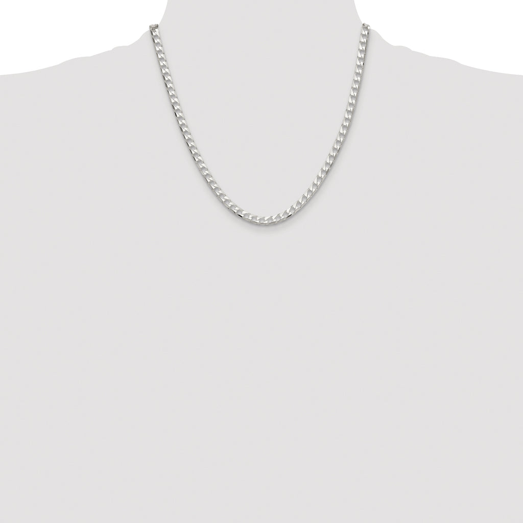 Sterling Silver Rhodium-plated 5mm D/C Square Curb Chain