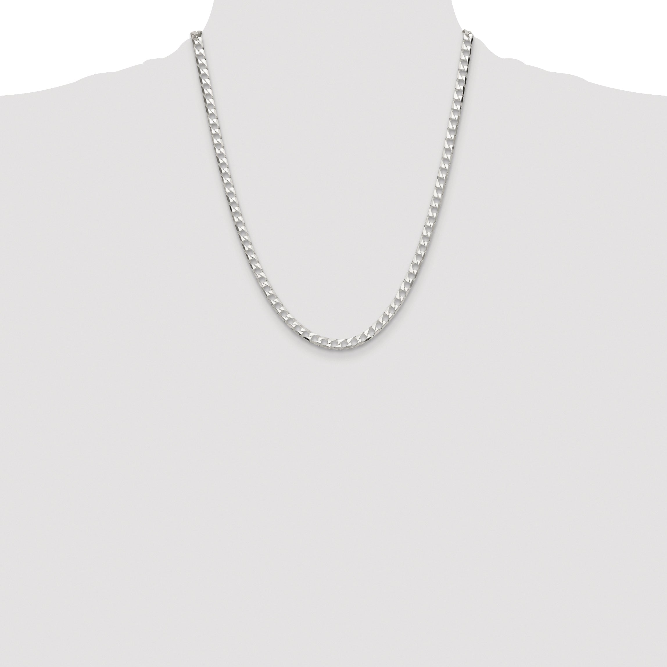 Sterling Silver Rhodium-plated 5mm D/C Square Curb Chain