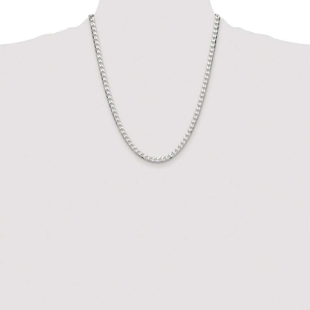 Sterling Silver Rhodium-plated 5mm D/C Square Curb Chain