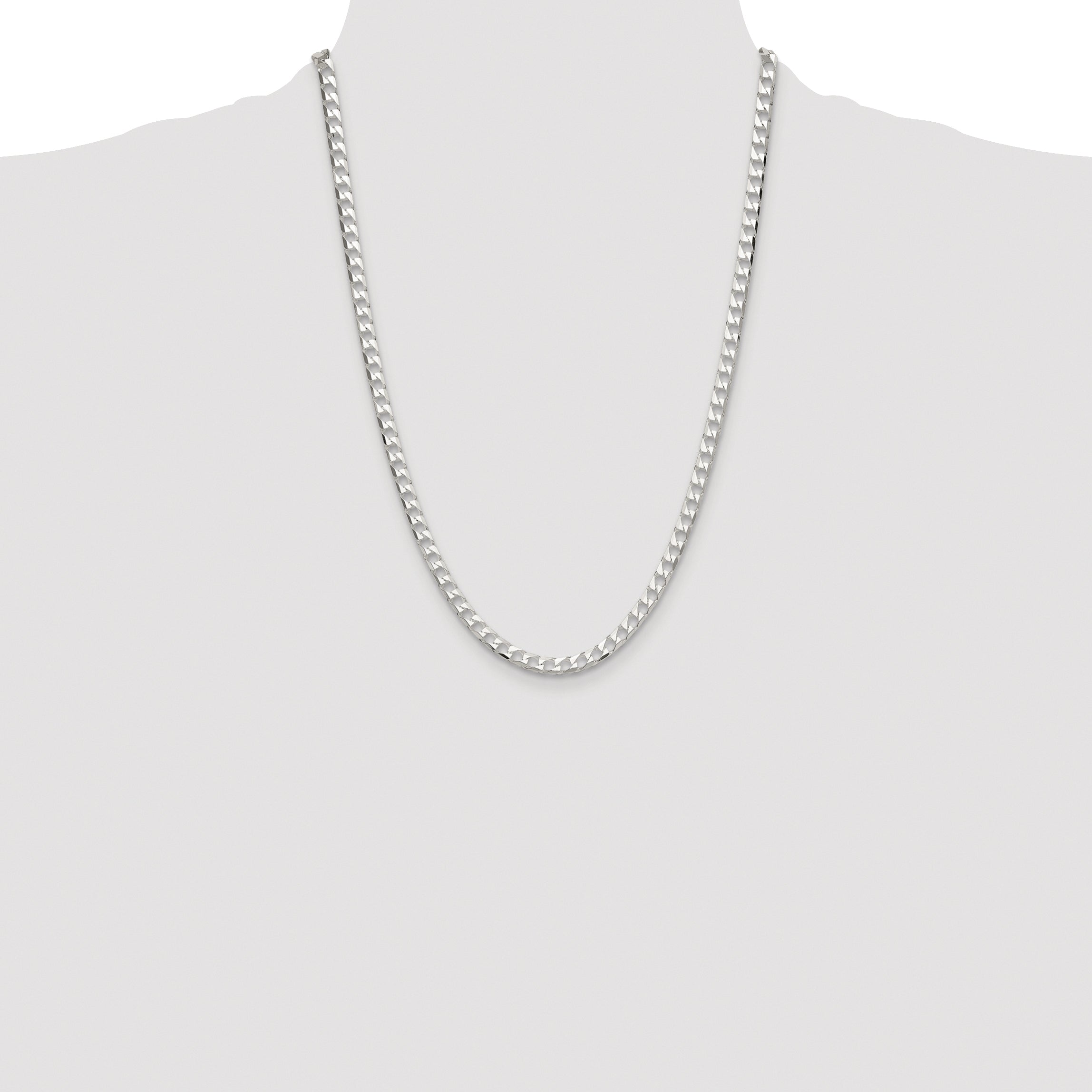 Sterling Silver Rhodium-plated 5mm D/C Square Curb Chain