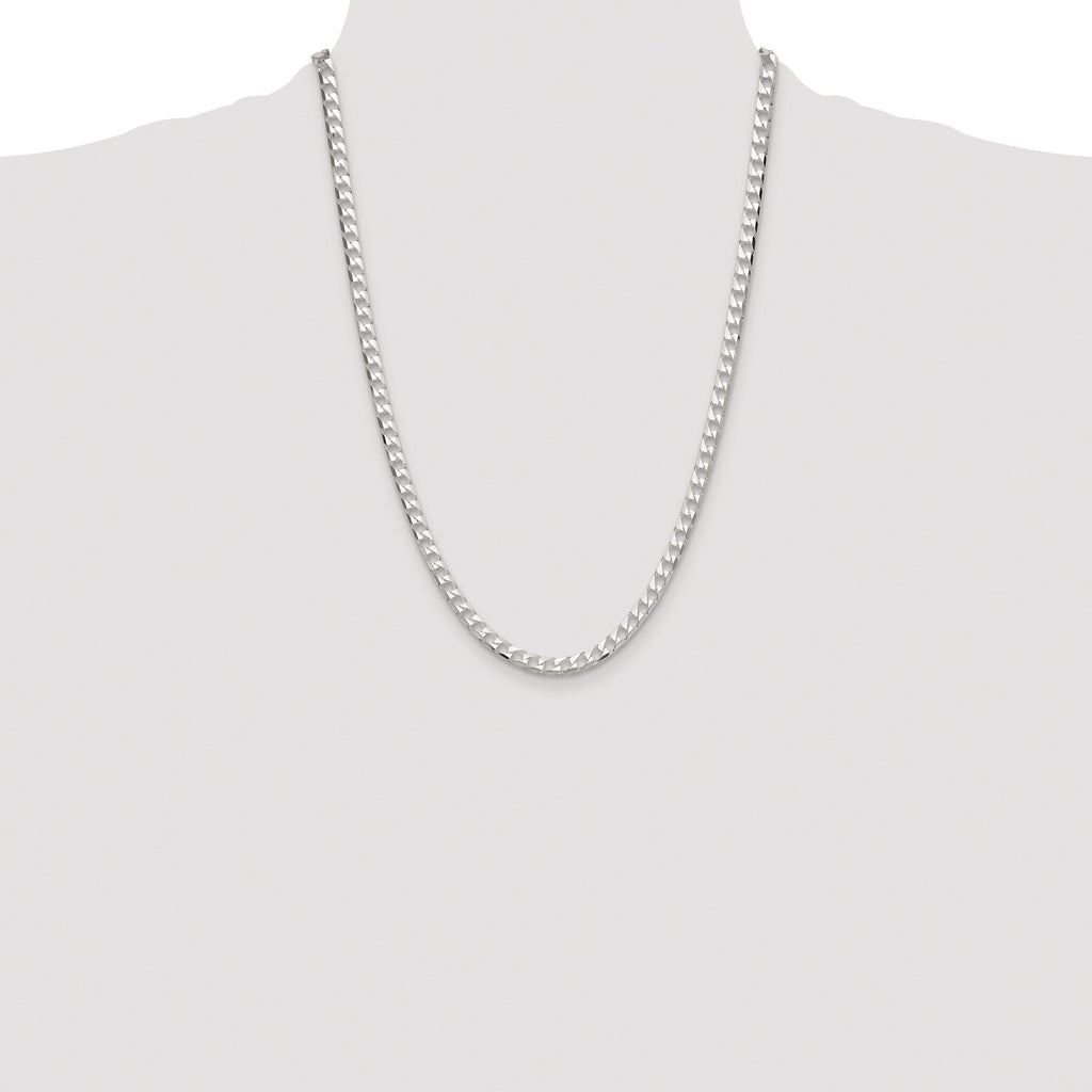Sterling Silver Rhodium-plated 5mm D/C Square Curb Chain