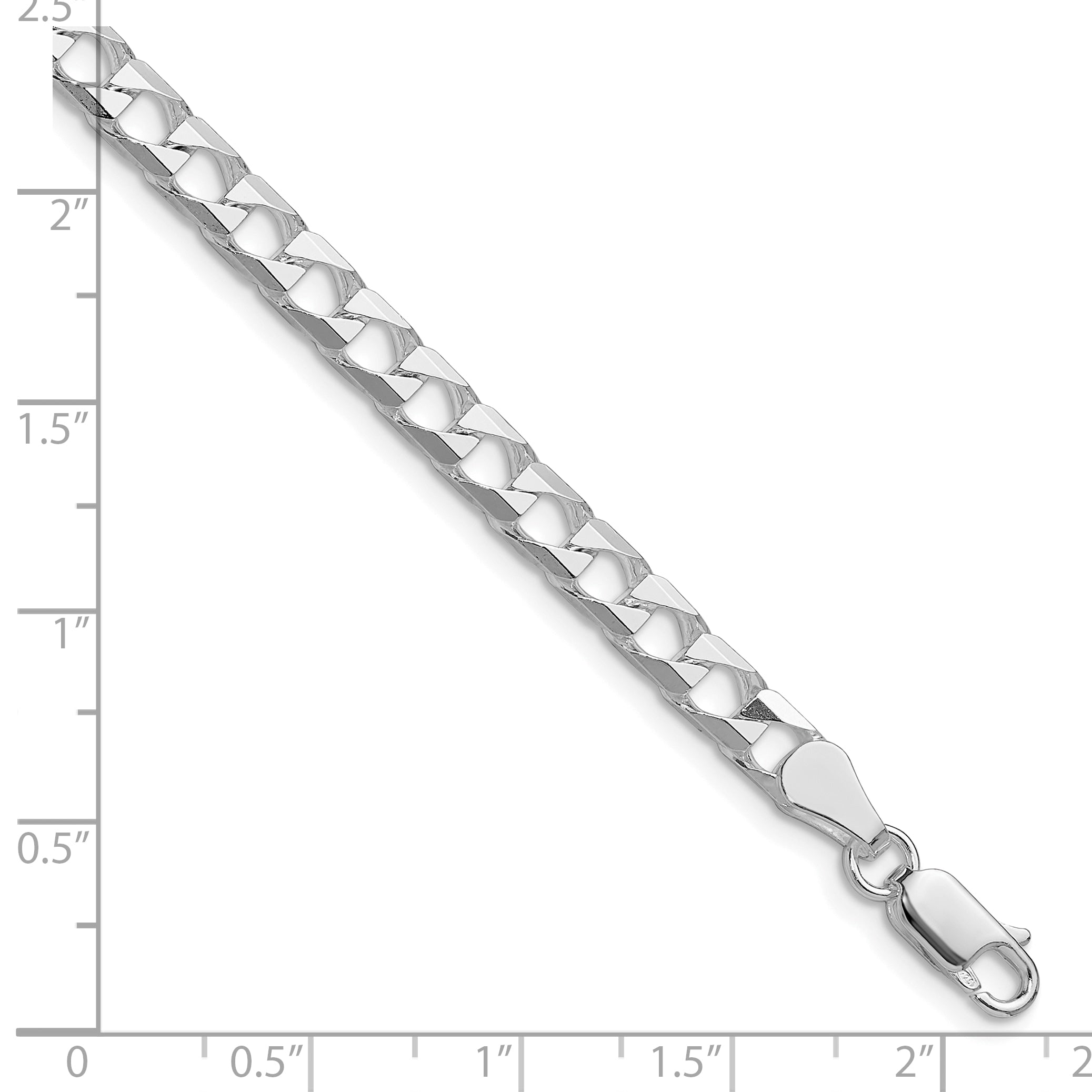 Sterling Silver Rhodium-plated 5mm D/C Square Curb Chain