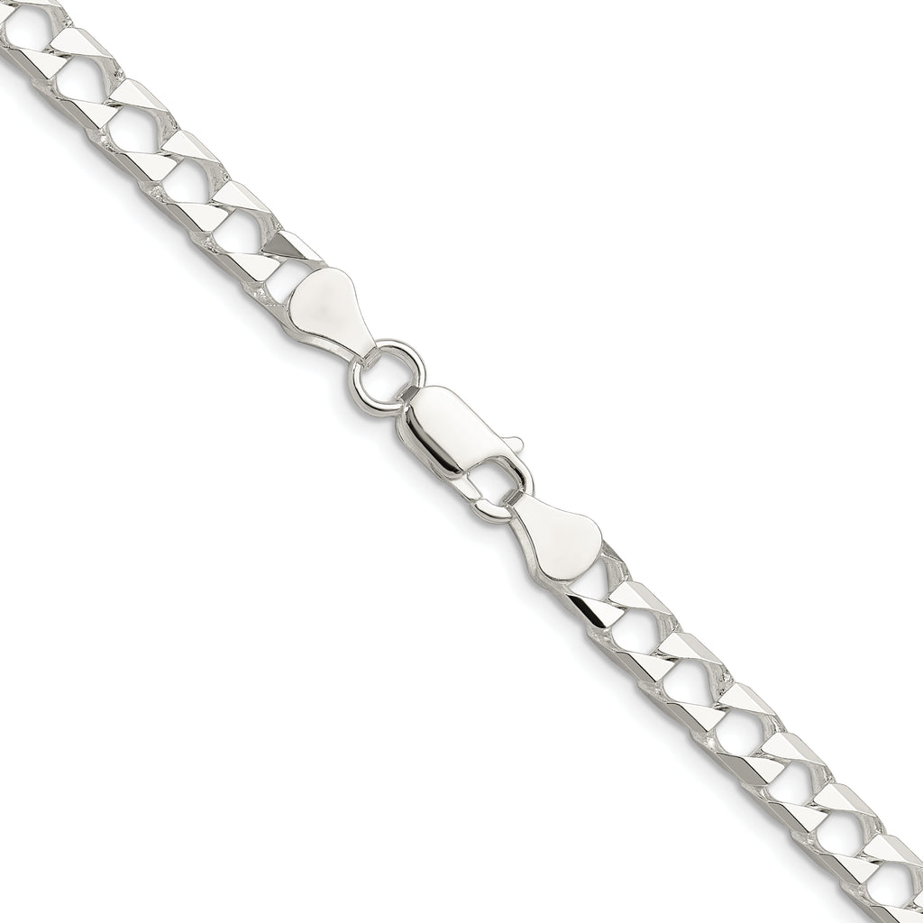 Sterling Silver 5.75mm Diamond-Cut Square Curb Chain