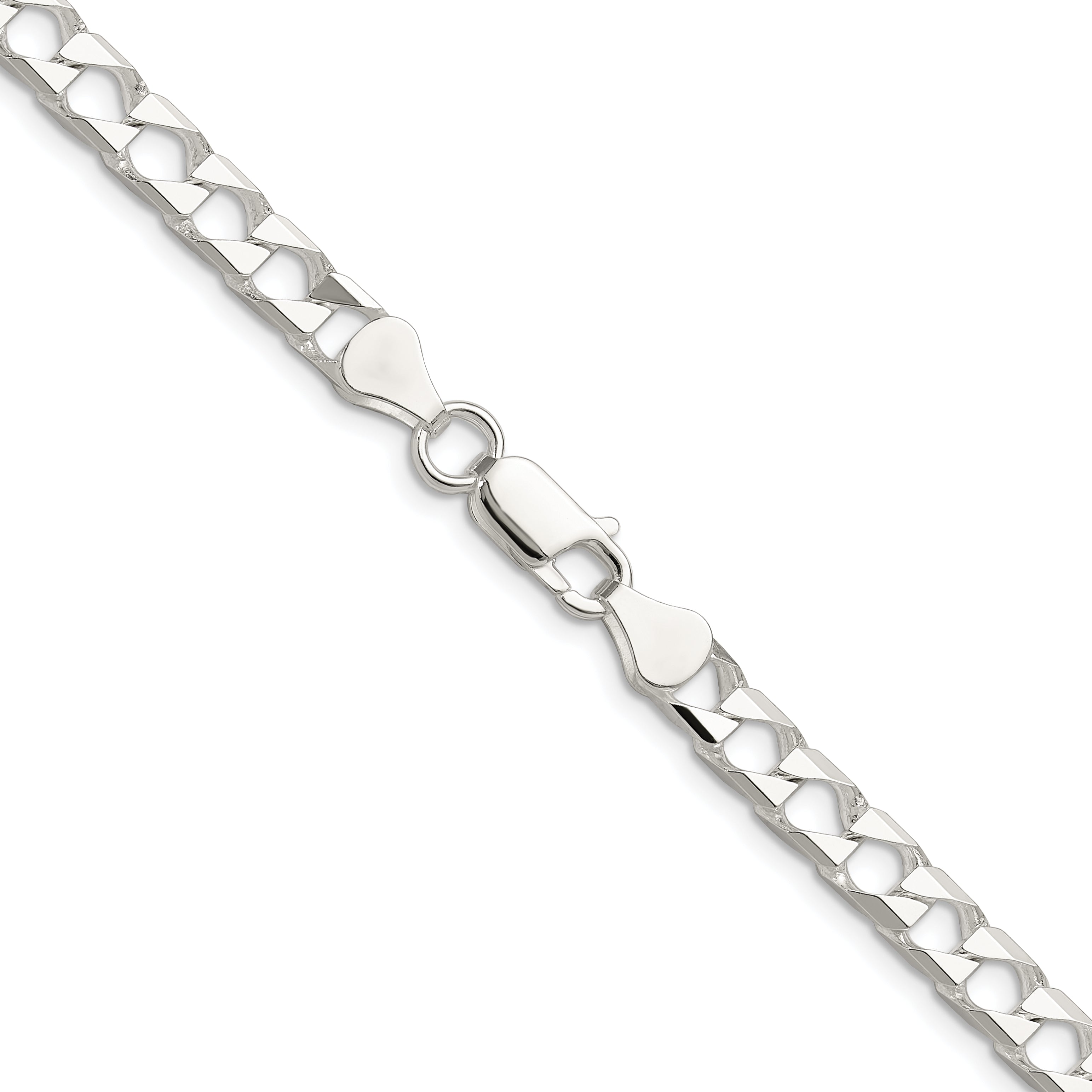 Sterling Silver 5.75mm Diamond-Cut Square Curb Chain