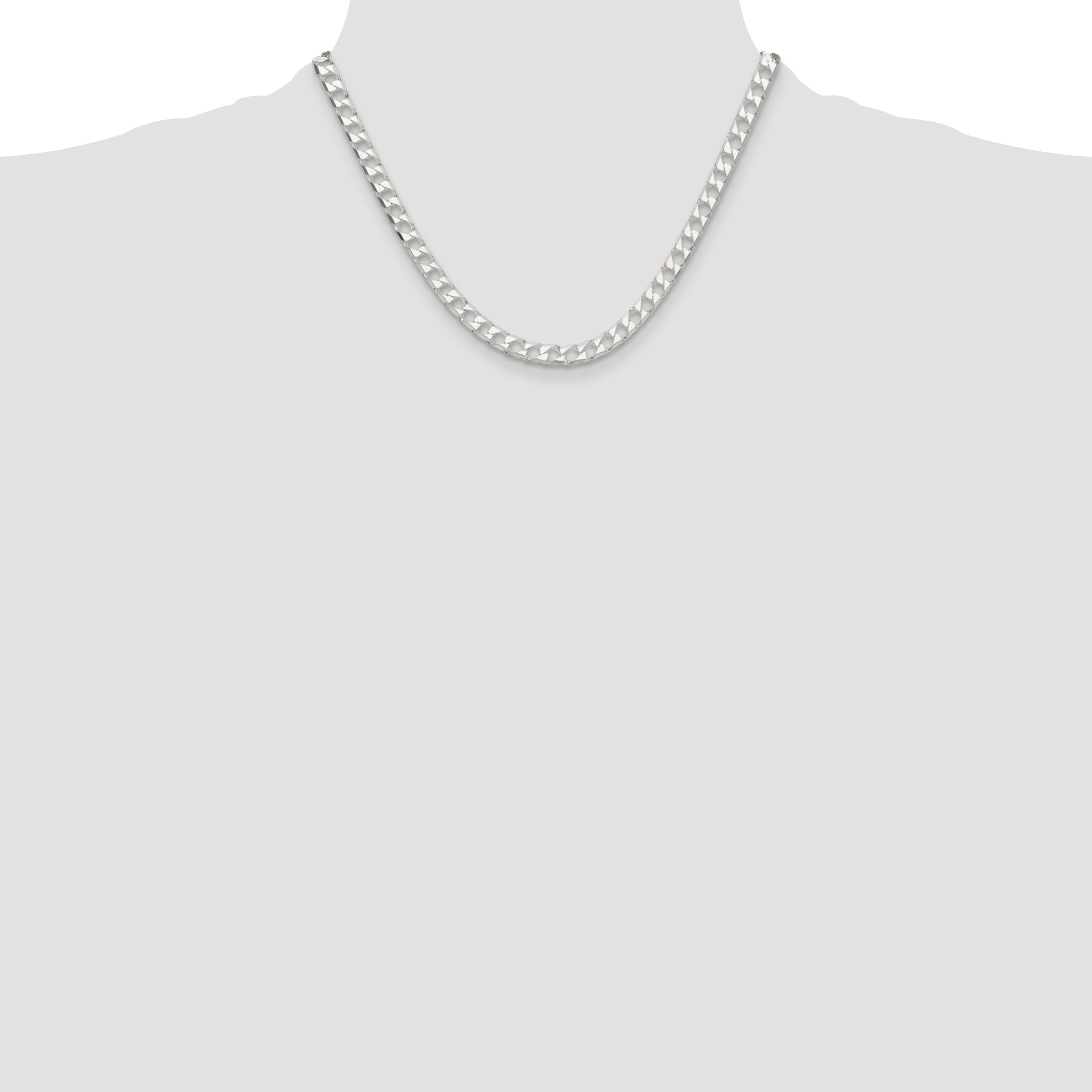 Sterling Silver 5.75mm D/C Square Curb Chain