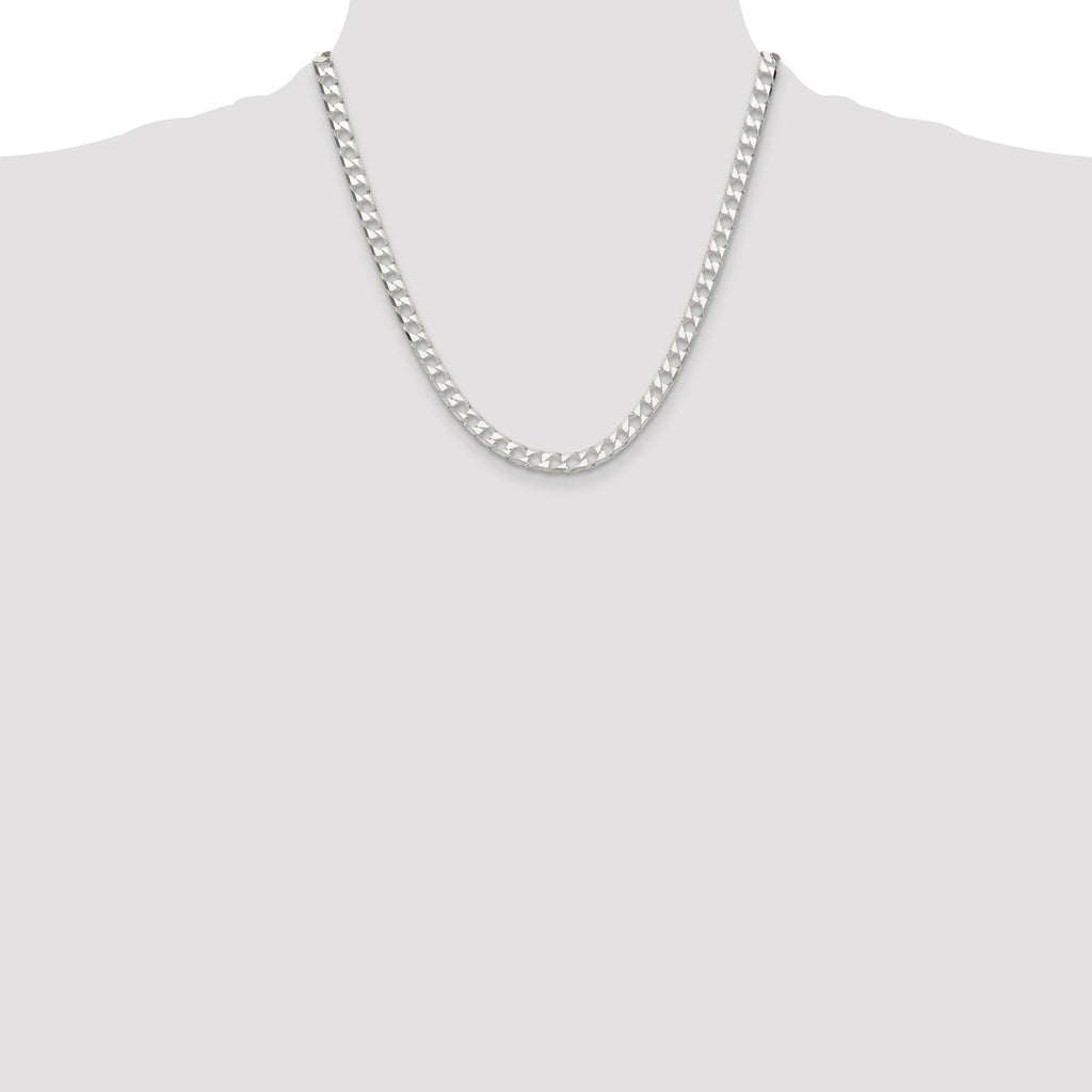 Sterling Silver 5.75mm Diamond-Cut Square Curb Chain