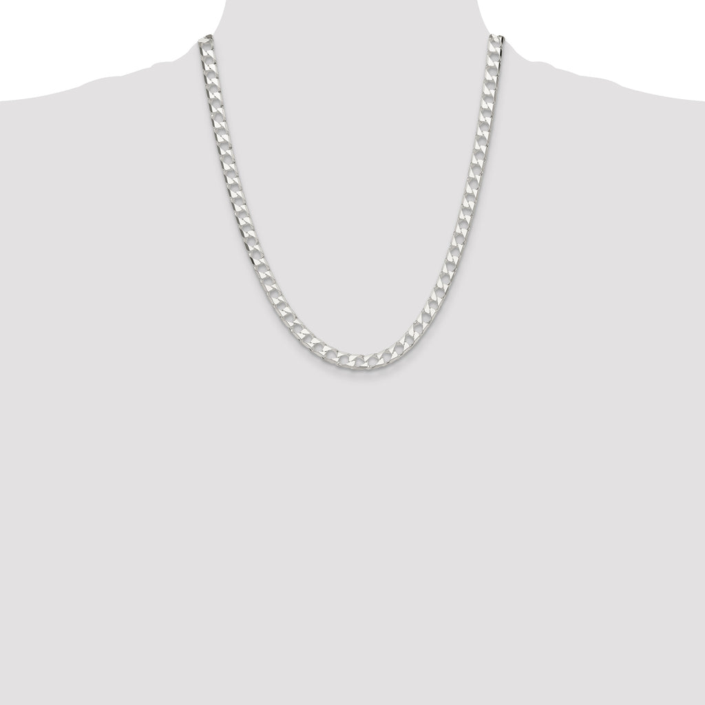 Sterling Silver 5.75mm Diamond-Cut Square Curb Chain