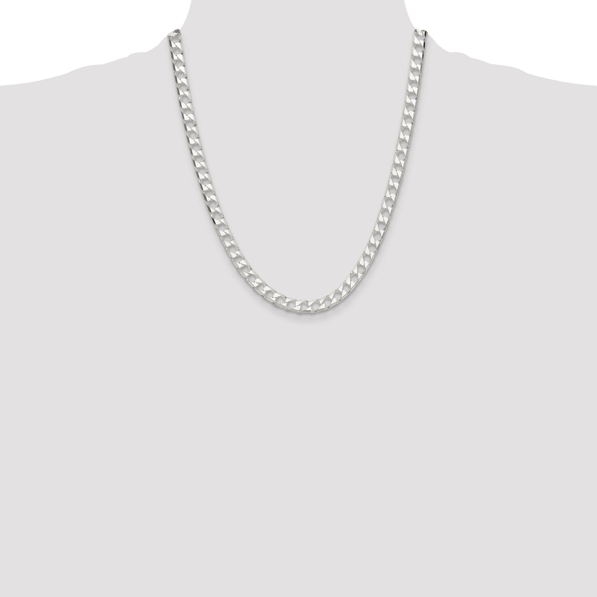 Diamond-Cut Square Curb Chain in Sterling Silver, 5.75mm - Sophia Jewelers