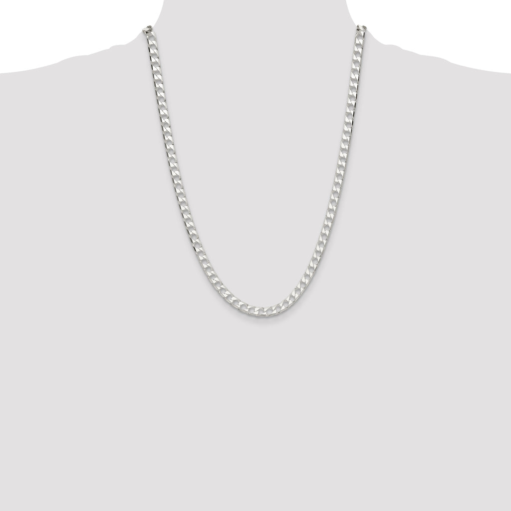Sterling Silver 5.75mm Diamond-Cut Square Curb Chain