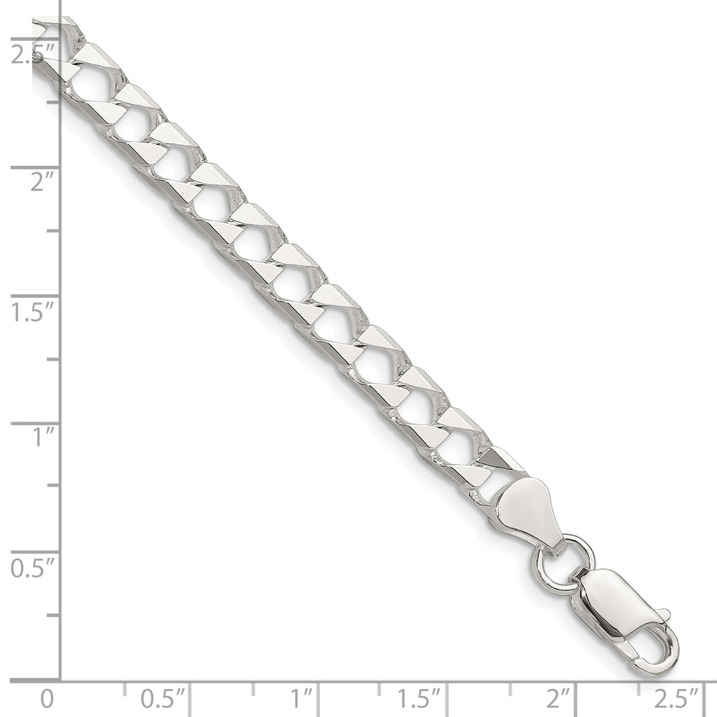 Sterling Silver 5.75mm Diamond-Cut Square Curb Chain