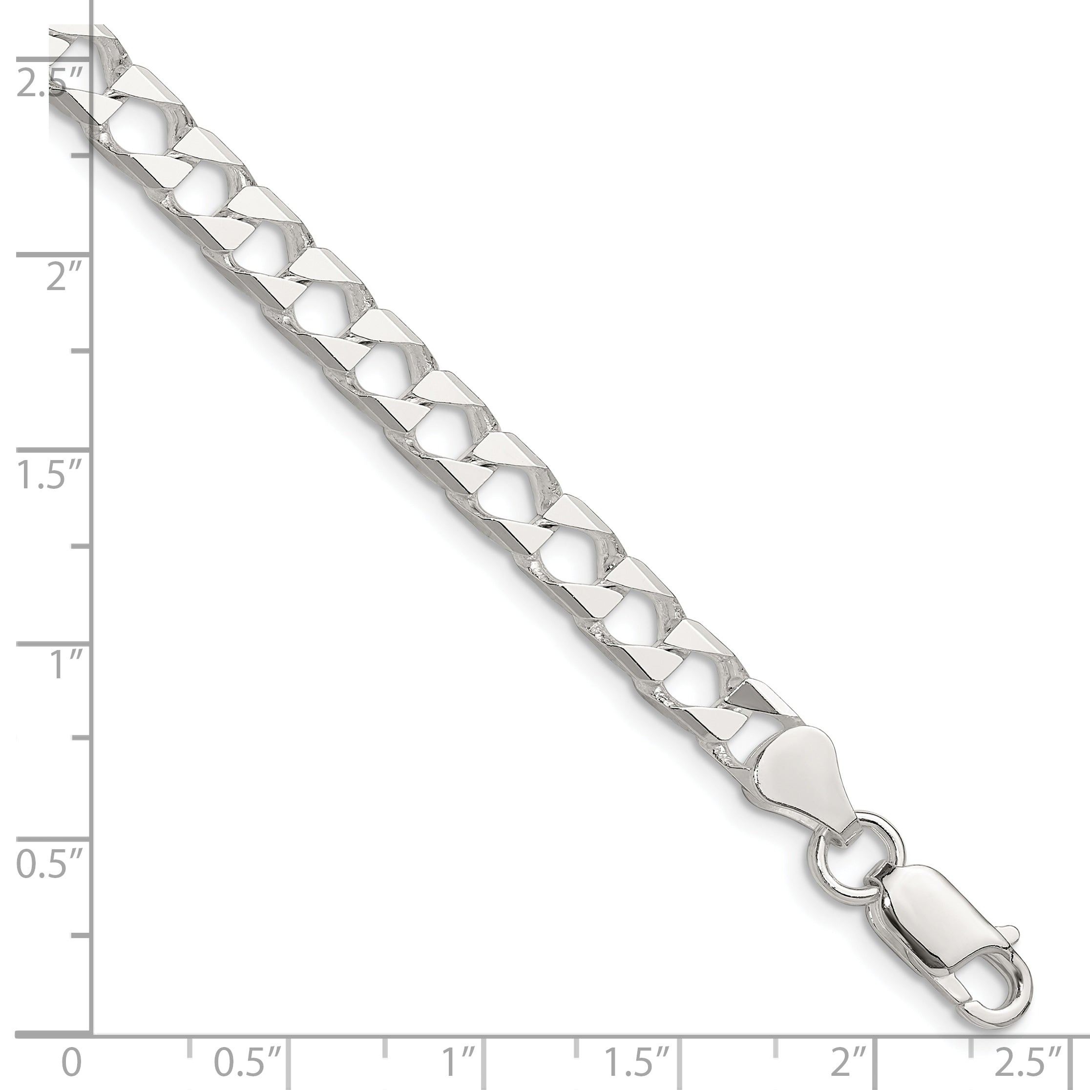 Sterling Silver 5.75mm Diamond-Cut Square Curb Chain