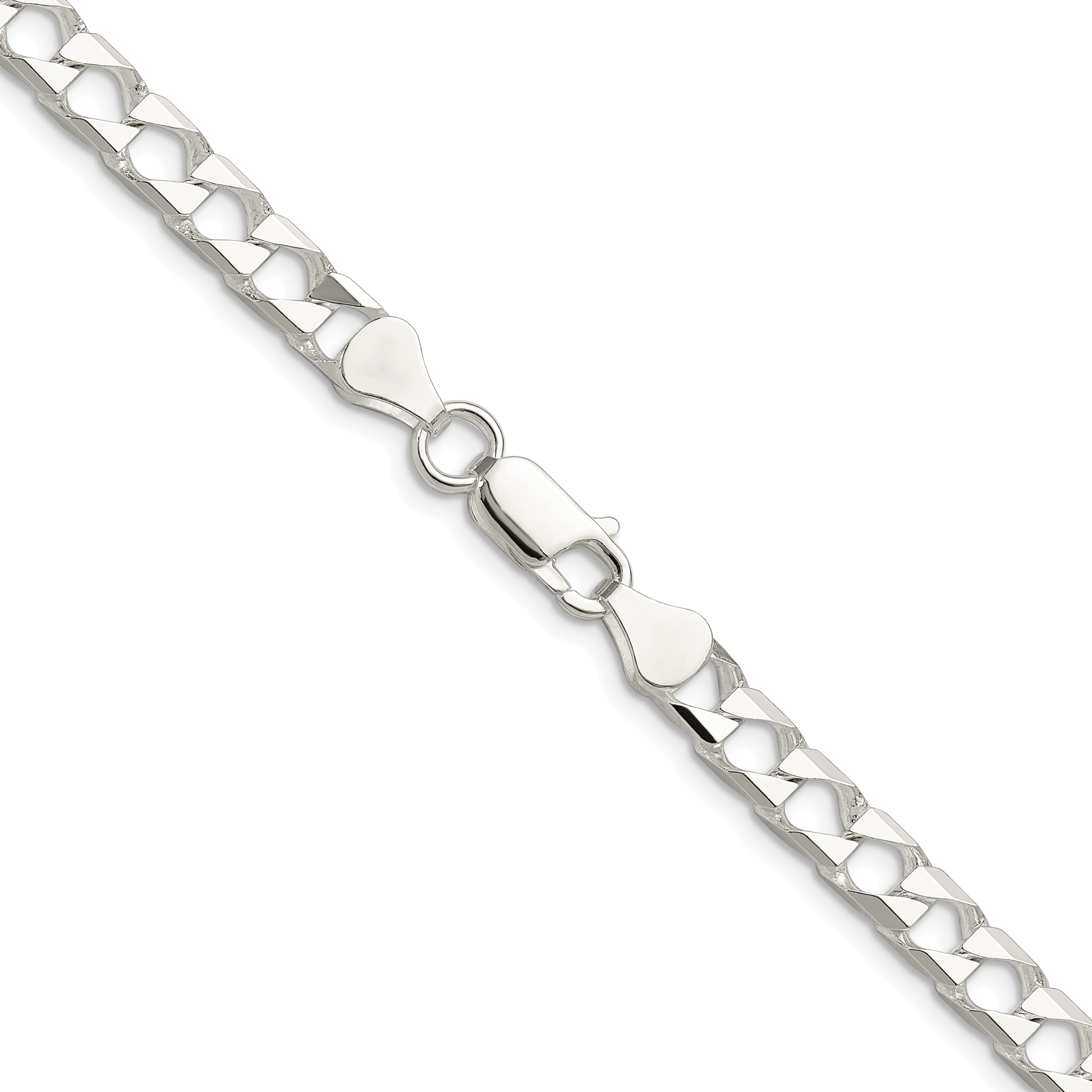 Sterling Silver Rhodium-plated 5.75mm D/C Square Curb Chain
