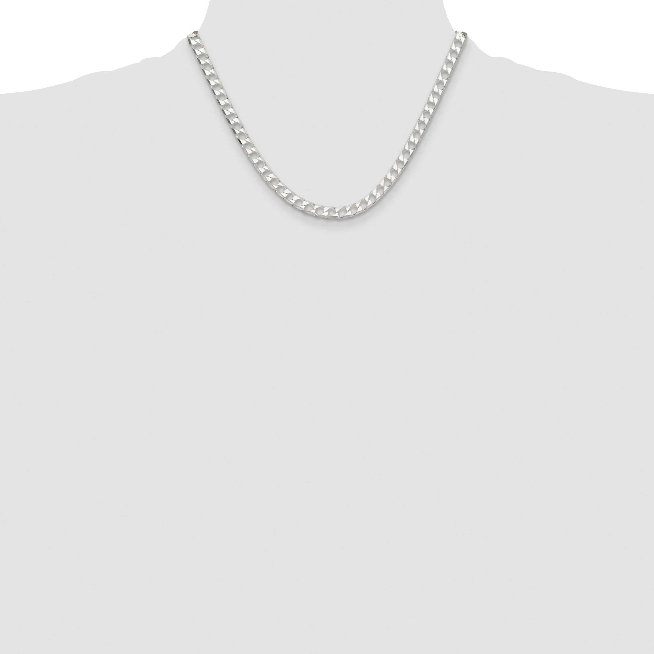 Sterling Silver Rhodium-plated 5.75mm D/C Square Curb Chain