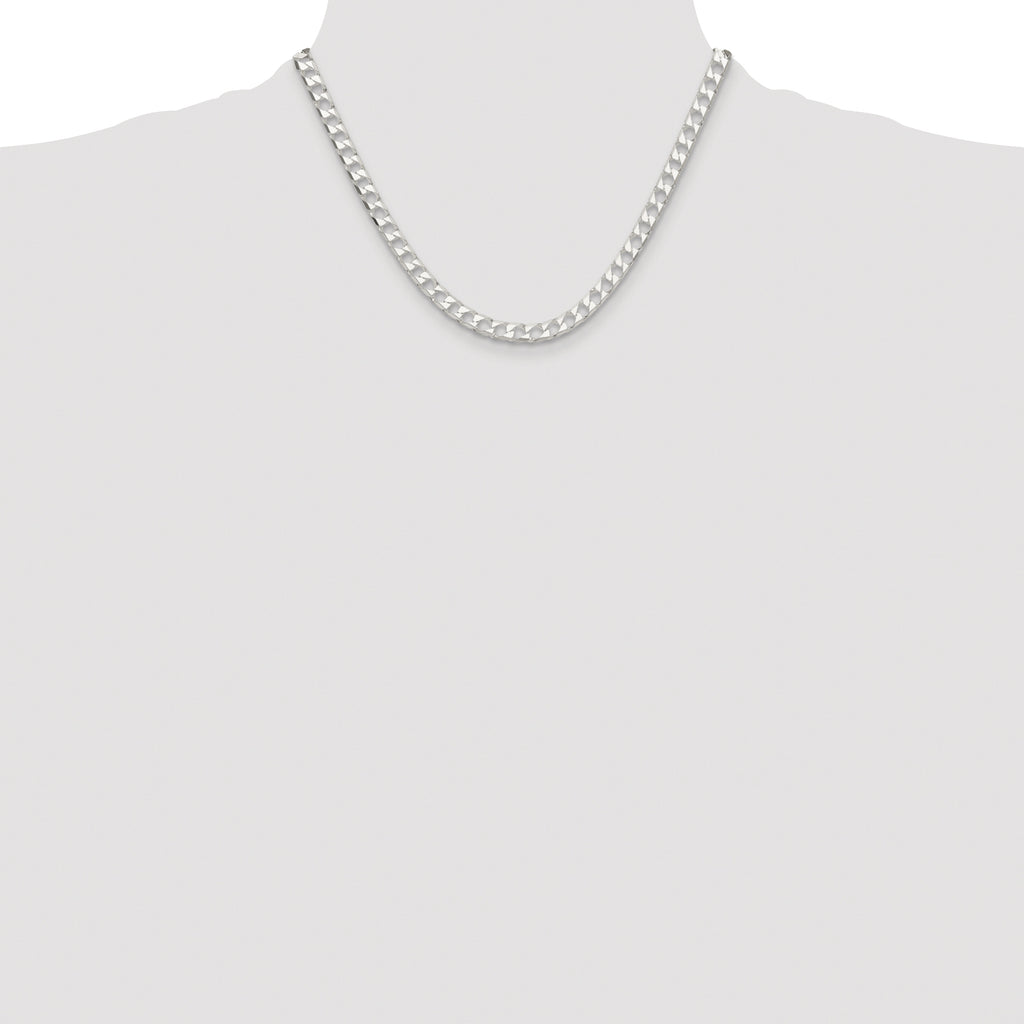 Sterling Silver Rhodium-plated 5.75mm D/C Square Curb Chain