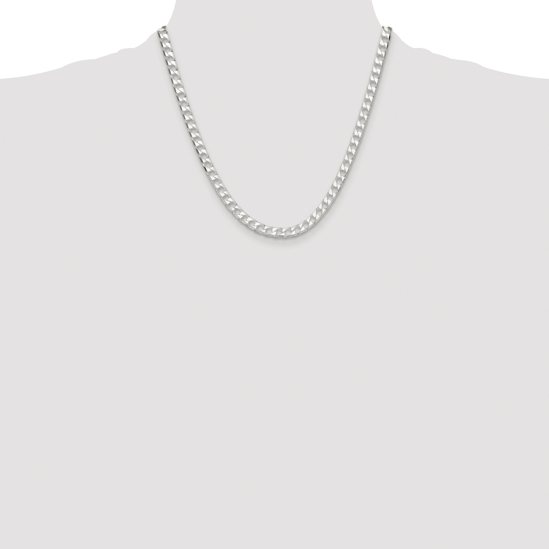 Sterling Silver Rhodium-plated 5.75mm D/C Square Curb Chain