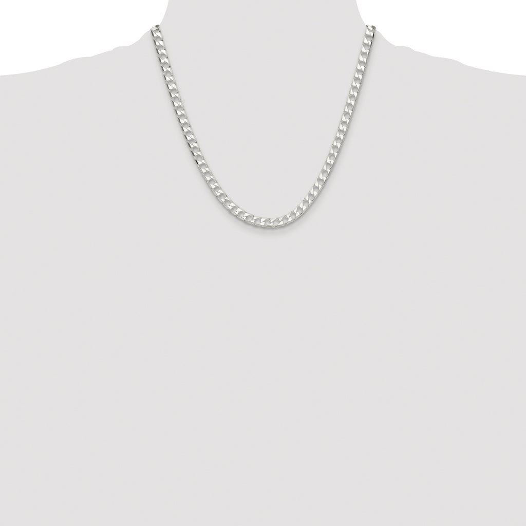 Sterling Silver Rhodium-plated 5.75mm D/C Square Curb Chain