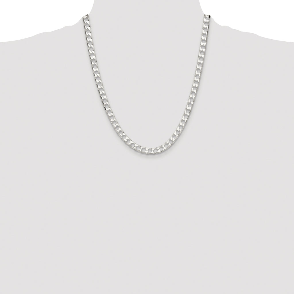 Sterling Silver Rhodium-plated 5.75mm D/C Square Curb Chain