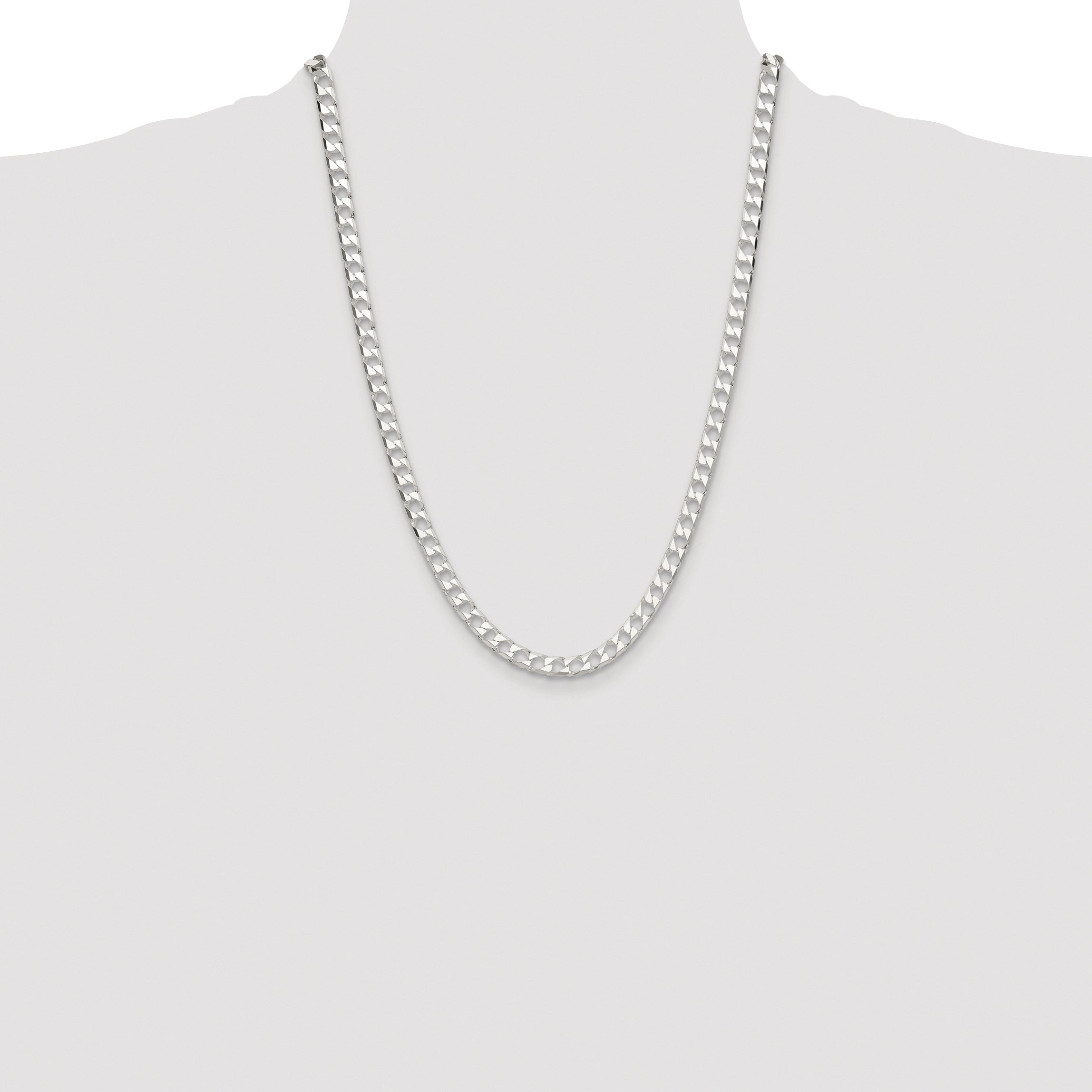 Sterling Silver Rhodium-plated 5.75mm D/C Square Curb Chain