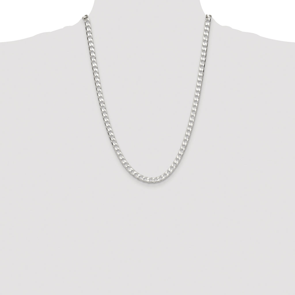 Sterling Silver Rhodium-plated 5.75mm D/C Square Curb Chain