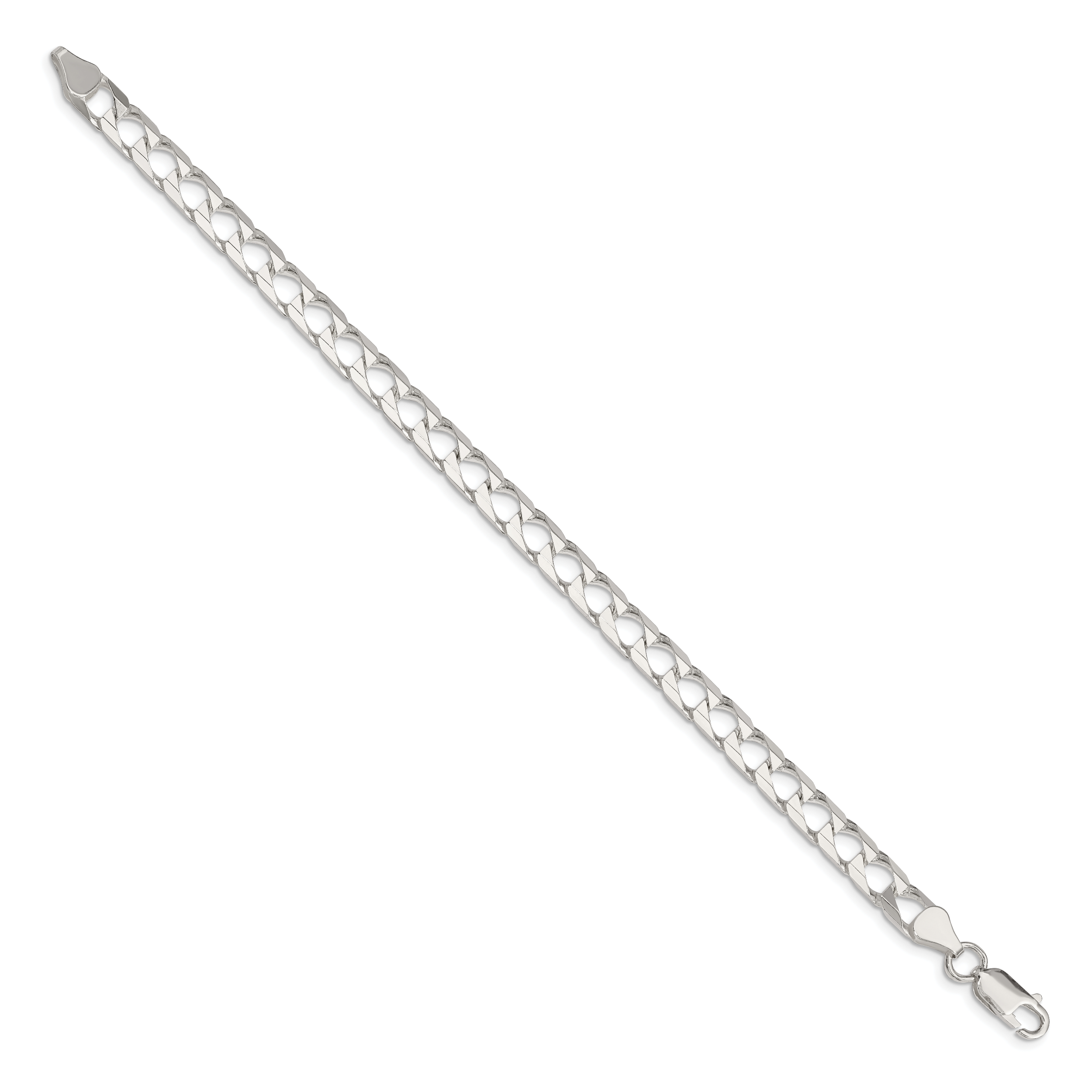 Diamond-Cut Square Curb Chain Bracelet in Sterling Silver, 6.25mm Secondary image