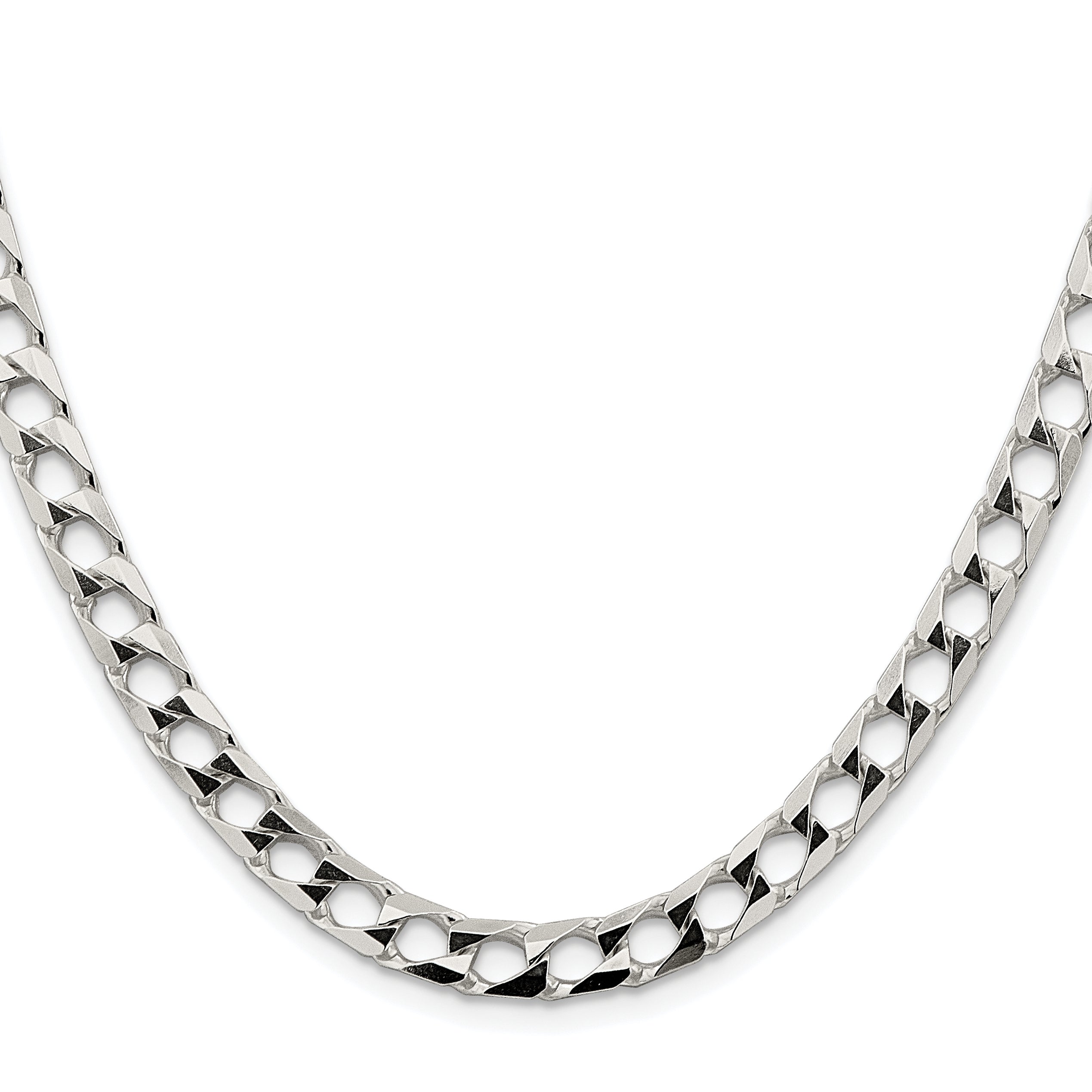 Sterling Silver Rhodium-plated 6.25mm D/C Square Curb Chain