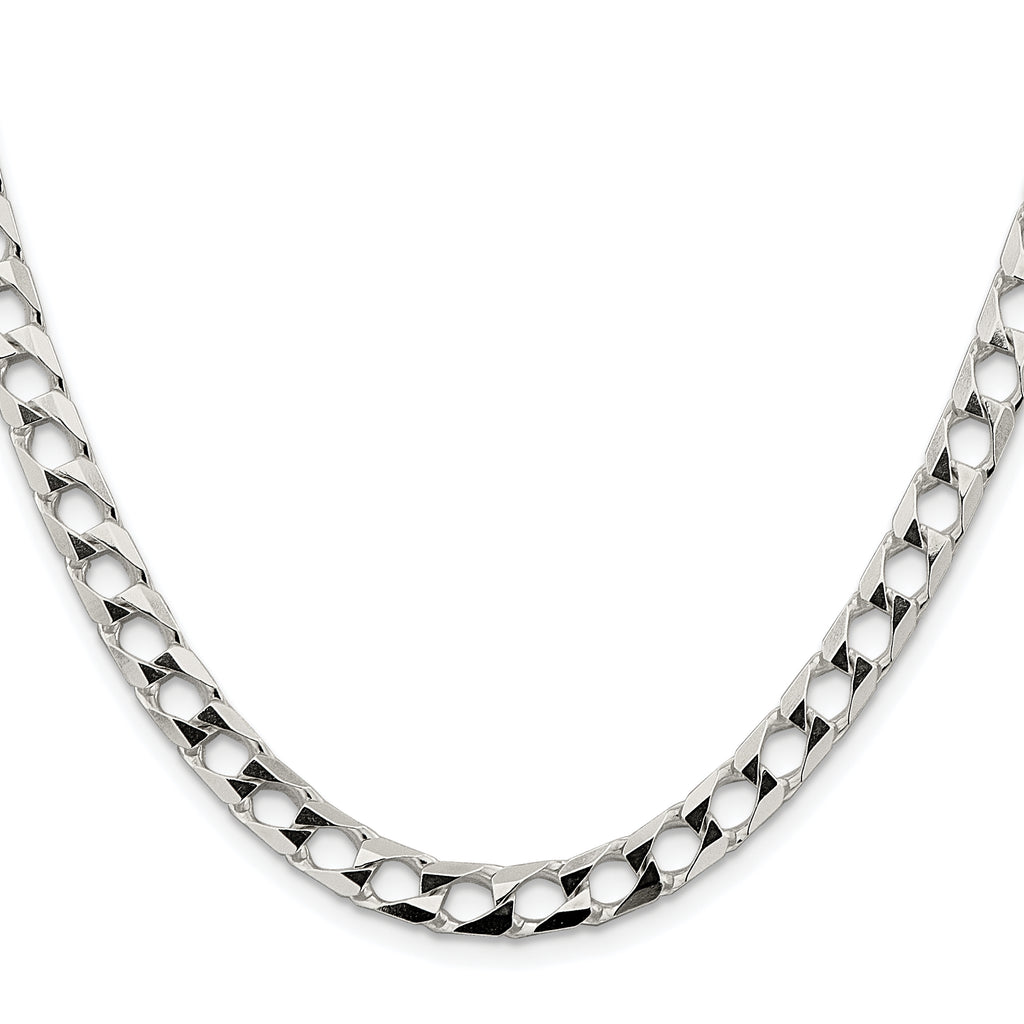 Sterling Silver Rhodium-plated 6.25mm D/C Square Curb Chain