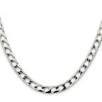 Sterling Silver Rhodium-plated 6.25mm D/C Square Curb Chain