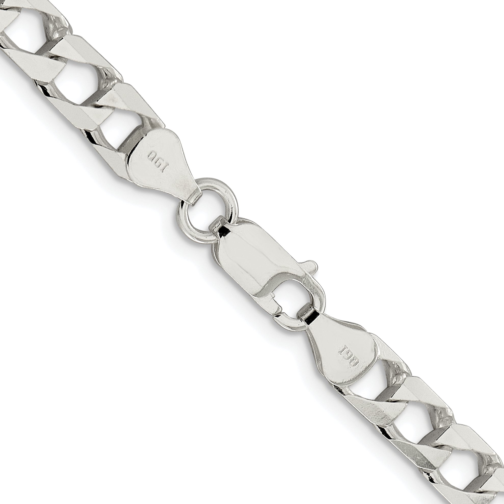 Sterling Silver Rhodium-plated 6.25mm D/C Square Curb Chain
