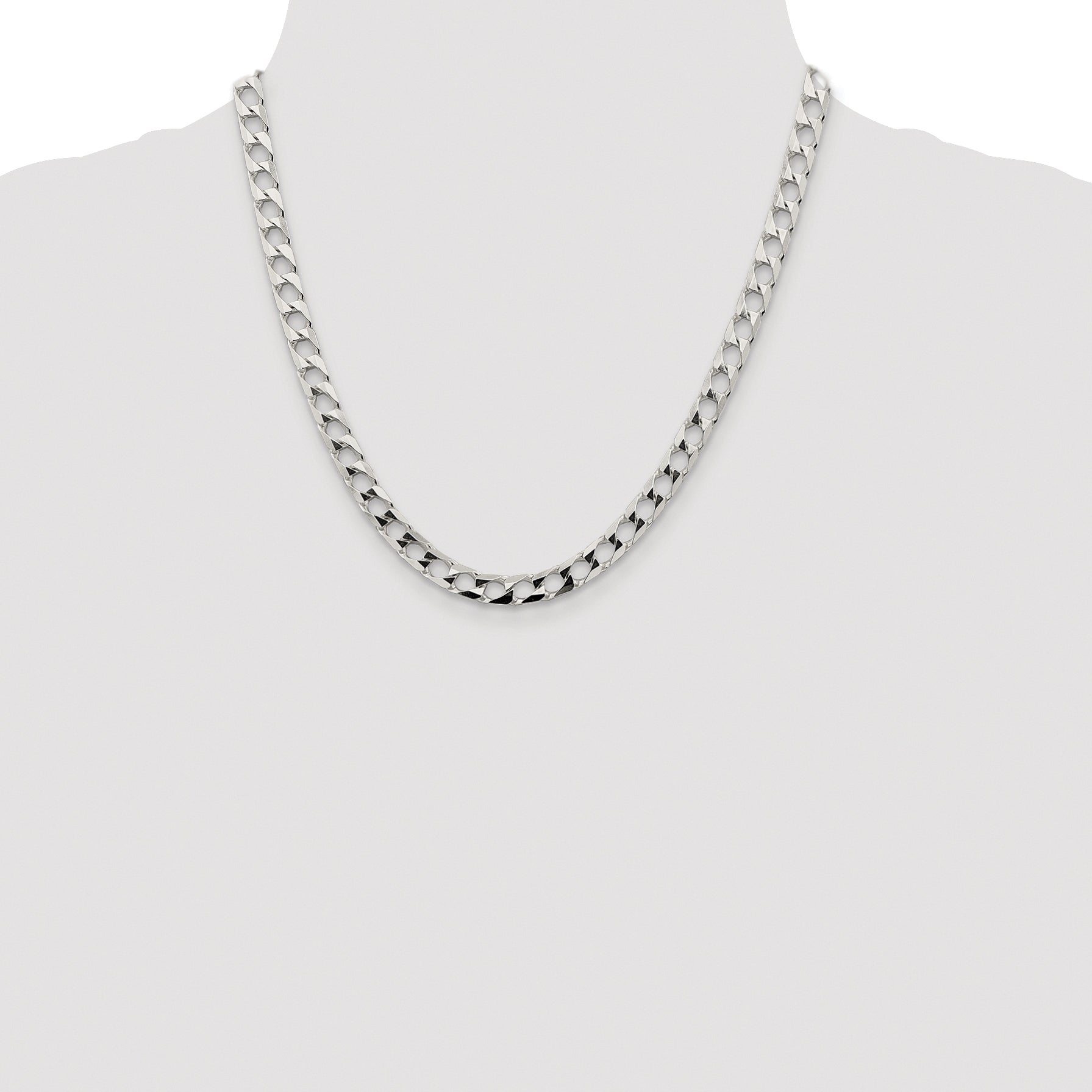 Sterling Silver Rhodium-plated 6.25mm D/C Square Curb Chain