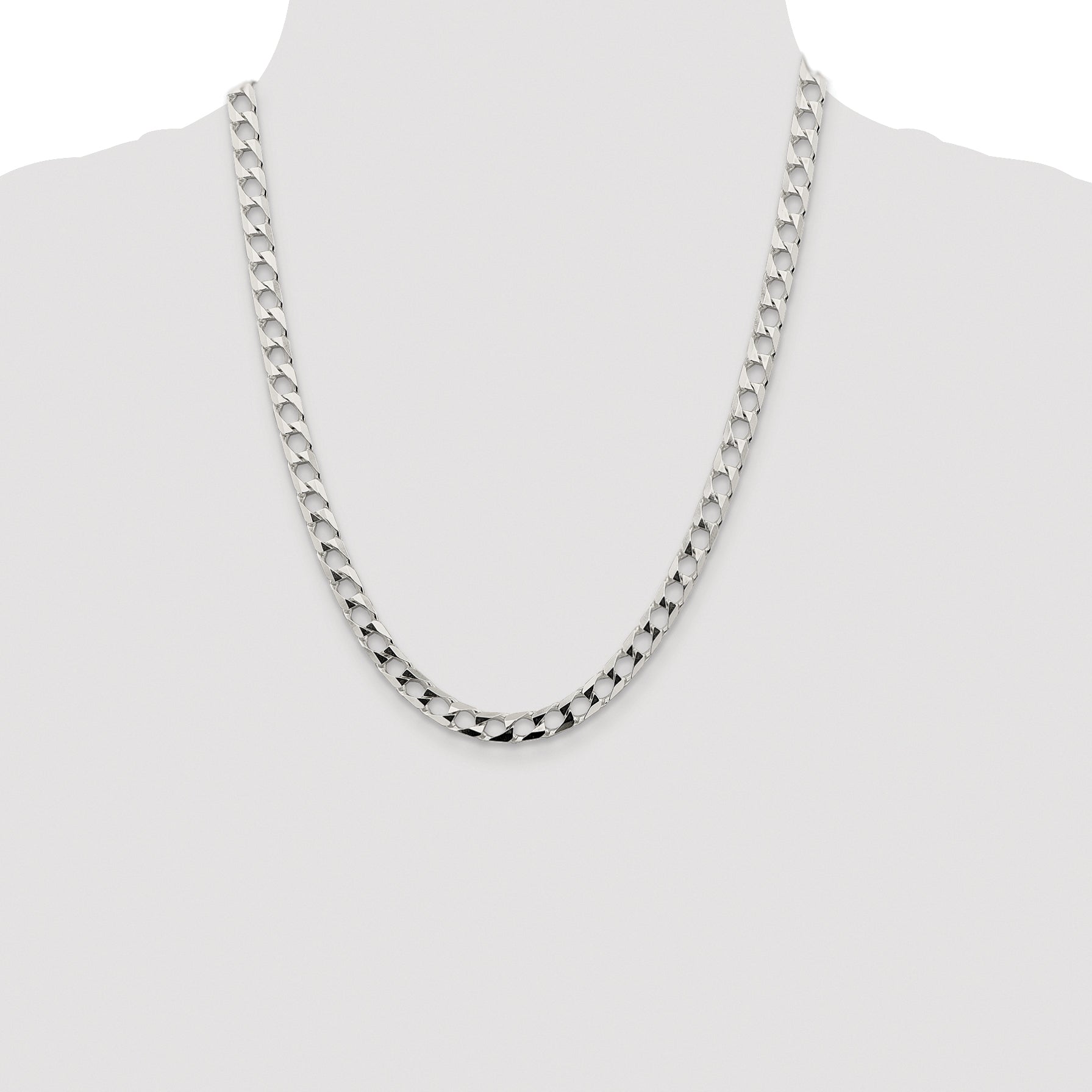 Sterling Silver Rhodium-plated 6.25mm D/C Square Curb Chain