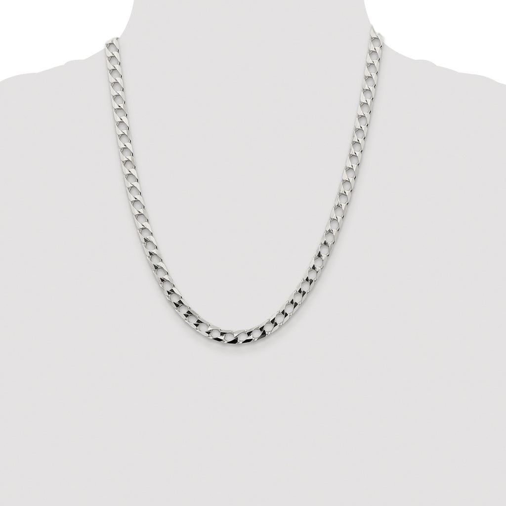 Sterling Silver Rhodium-plated 6.25mm D/C Square Curb Chain