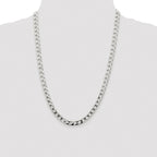 Sterling Silver Rhodium-plated 6.25mm D/C Square Curb Chain