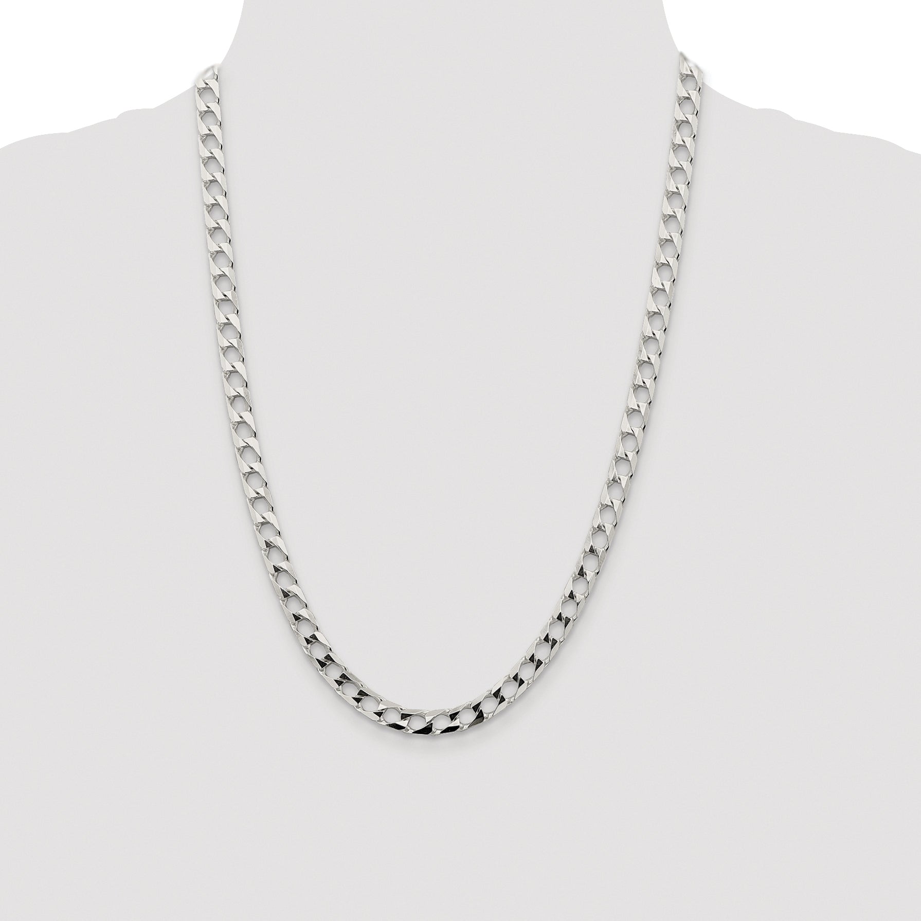 Sterling Silver Rhodium-plated 6.25mm D/C Square Curb Chain