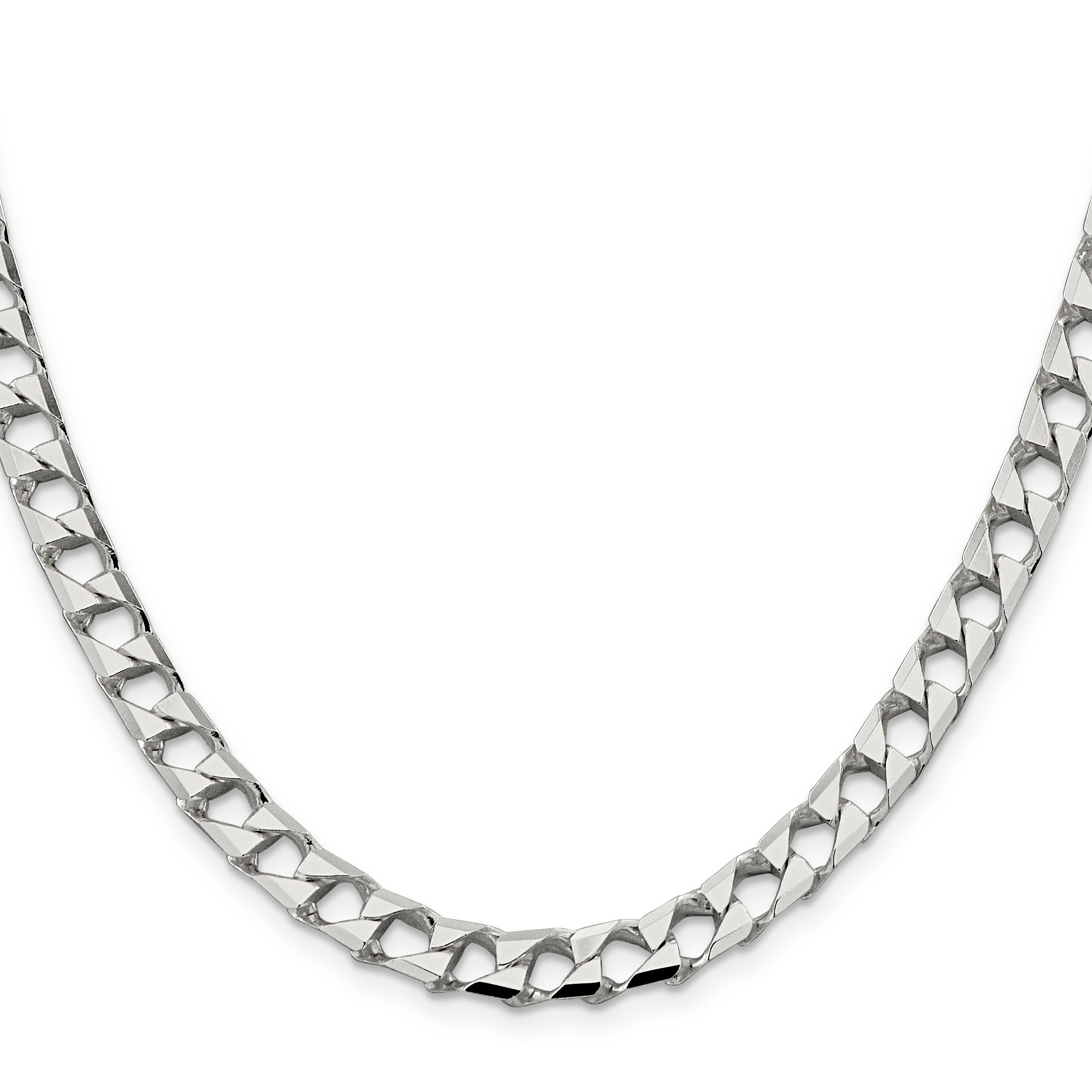 Sterling Silver 7.2mm Diamond-Cut Square Curb Chain Secondary image