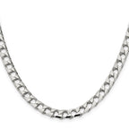 Sterling Silver 7.2mm Diamond-Cut Square Curb Chain
