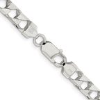 Sterling Silver 7.2mm Diamond-Cut Square Curb Chain