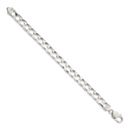 Sterling Silver Diamond-Cut Curb Chain Bracelet 7.2mm