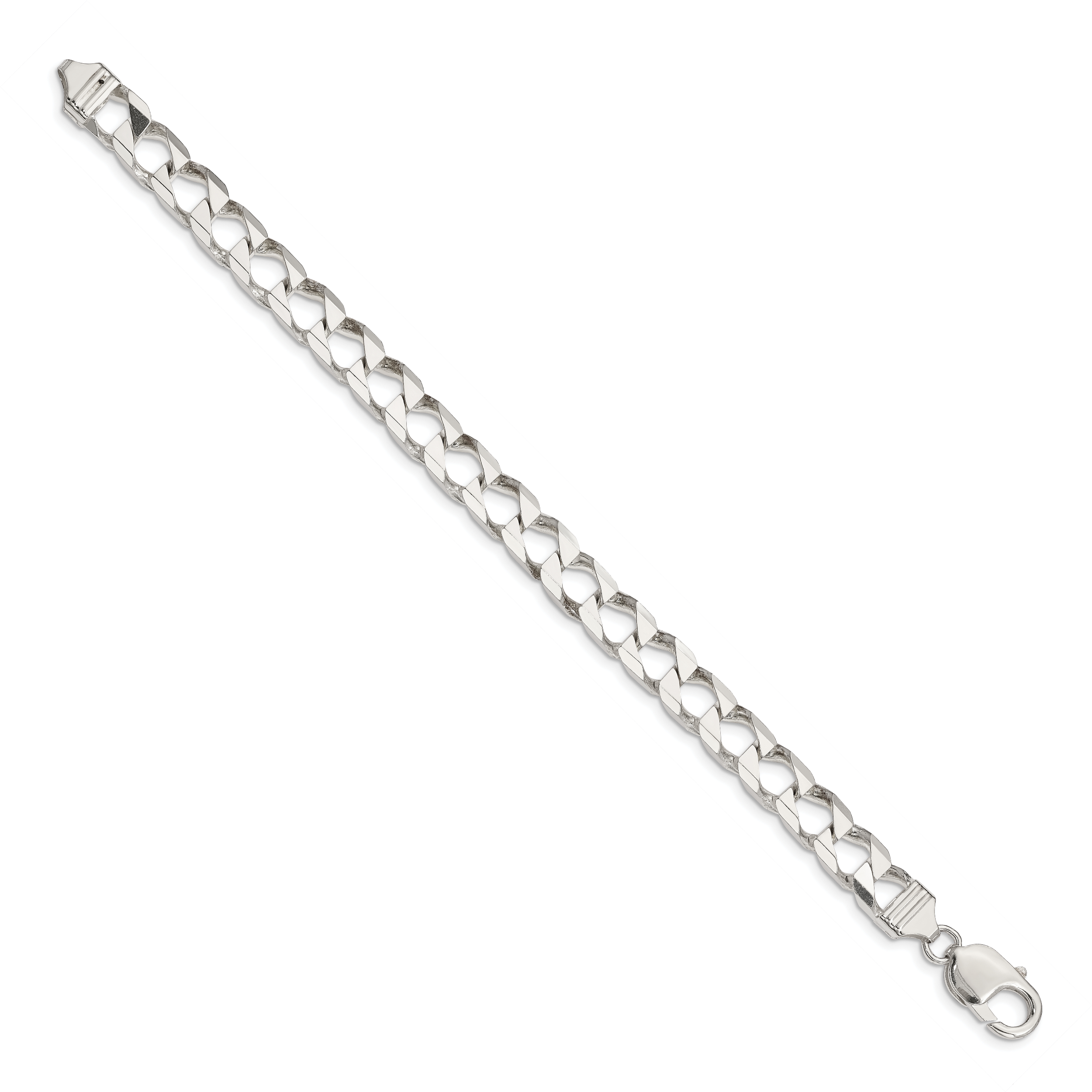 Sterling Silver Diamond-Cut Curb Chain Bracelet 7.2mm
